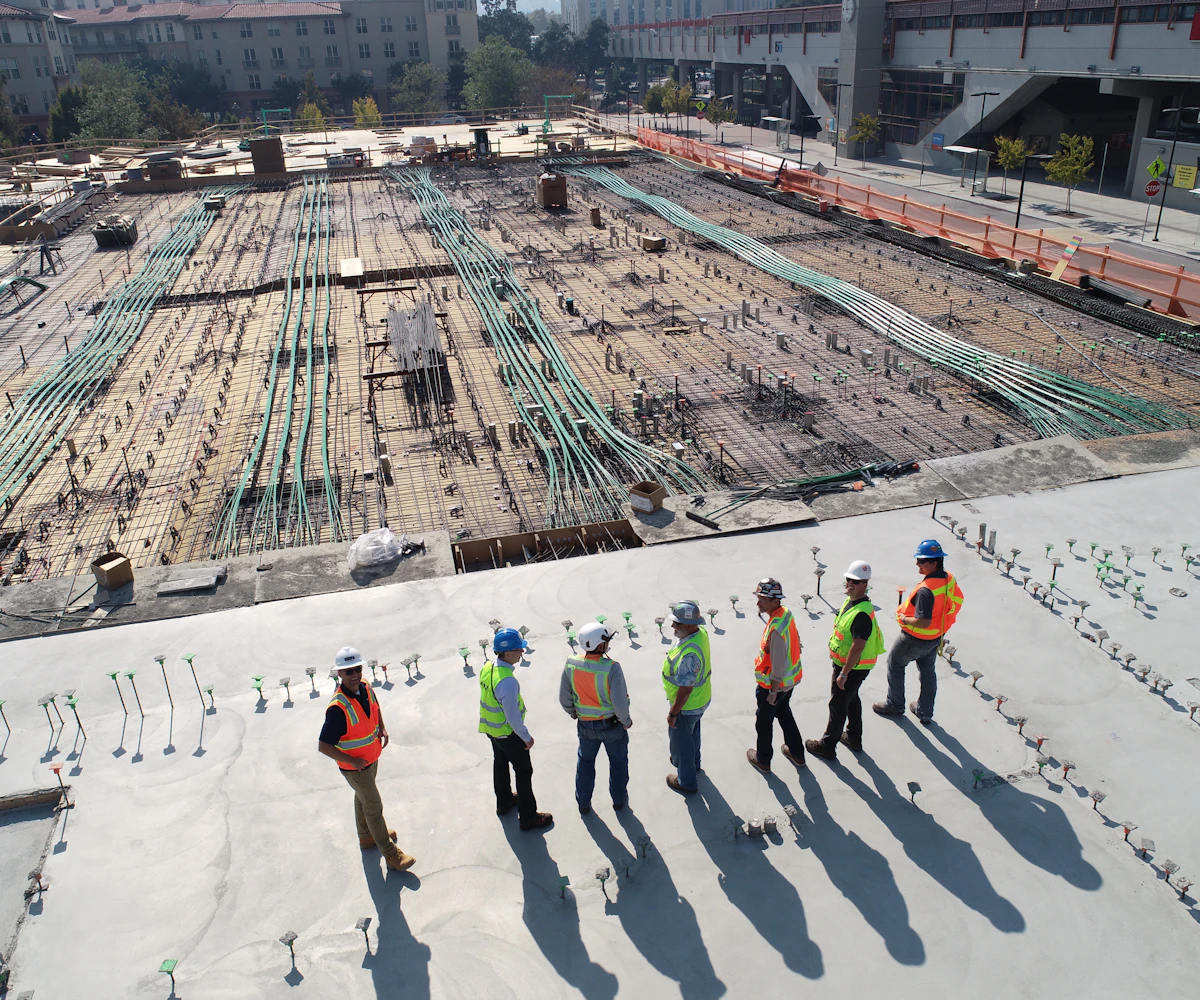 Construction team working on a building project